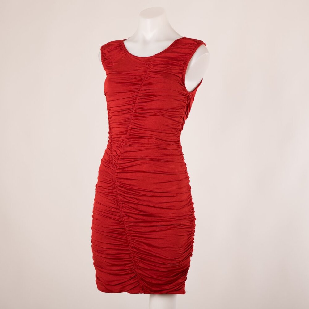 H&M Red Ruched Sleeveless Mini Dress Size US 4